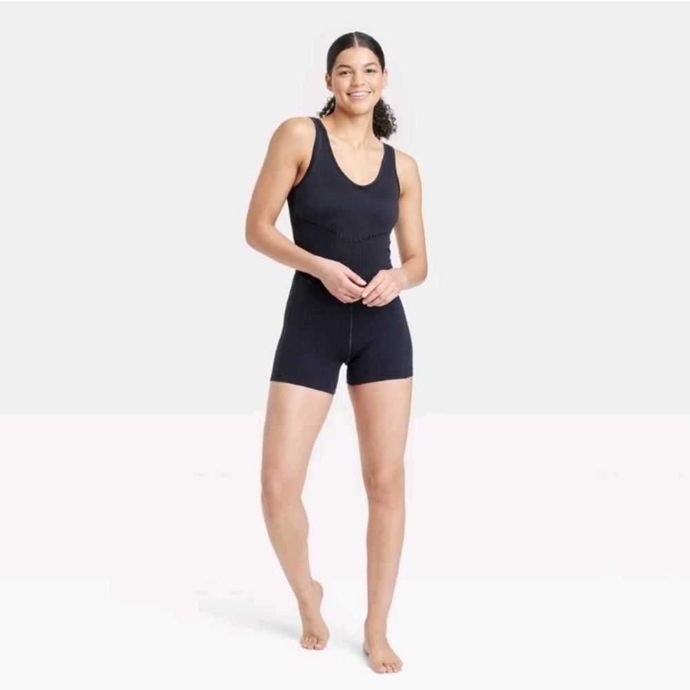 JoyLab Women's Seamless Short Active Bodysuit - Black Size XXL